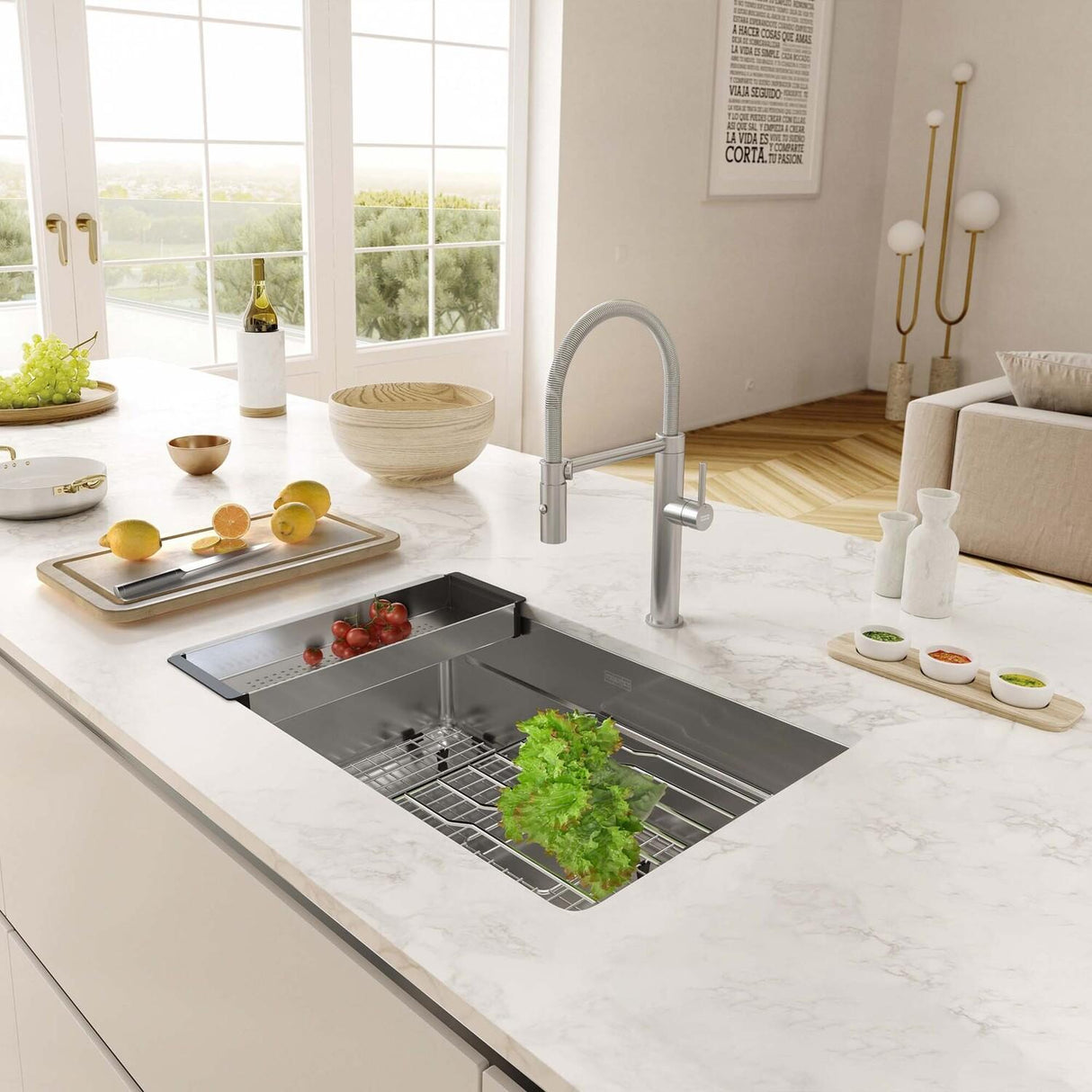 FRANKE PTX110-31-WKC Pescara 32.5-in. x 18.5-in. 18 Gauge Stainless Steel Undermount Single Bowl Kitchen Sink - PTX110-31 In Pearl