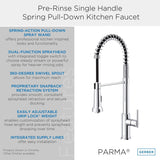 Gerber D454258BB Parma Pre-rinse Single Handle Spring Pull-down Kitchen Faucet - ...