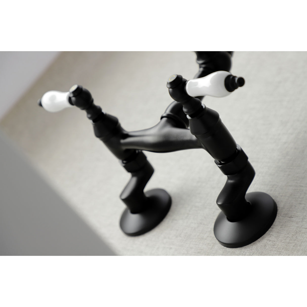 Kingston Brass KS3220PL Vintage 6" Adjustable Center Wall Mount Kitchen Faucet, Matte Black