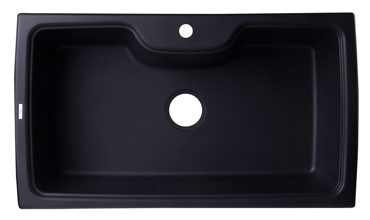 ALFI brand AB3520DI-BLA Black 35" Drop-In Single Bowl Granite Composite Kitchen Sink