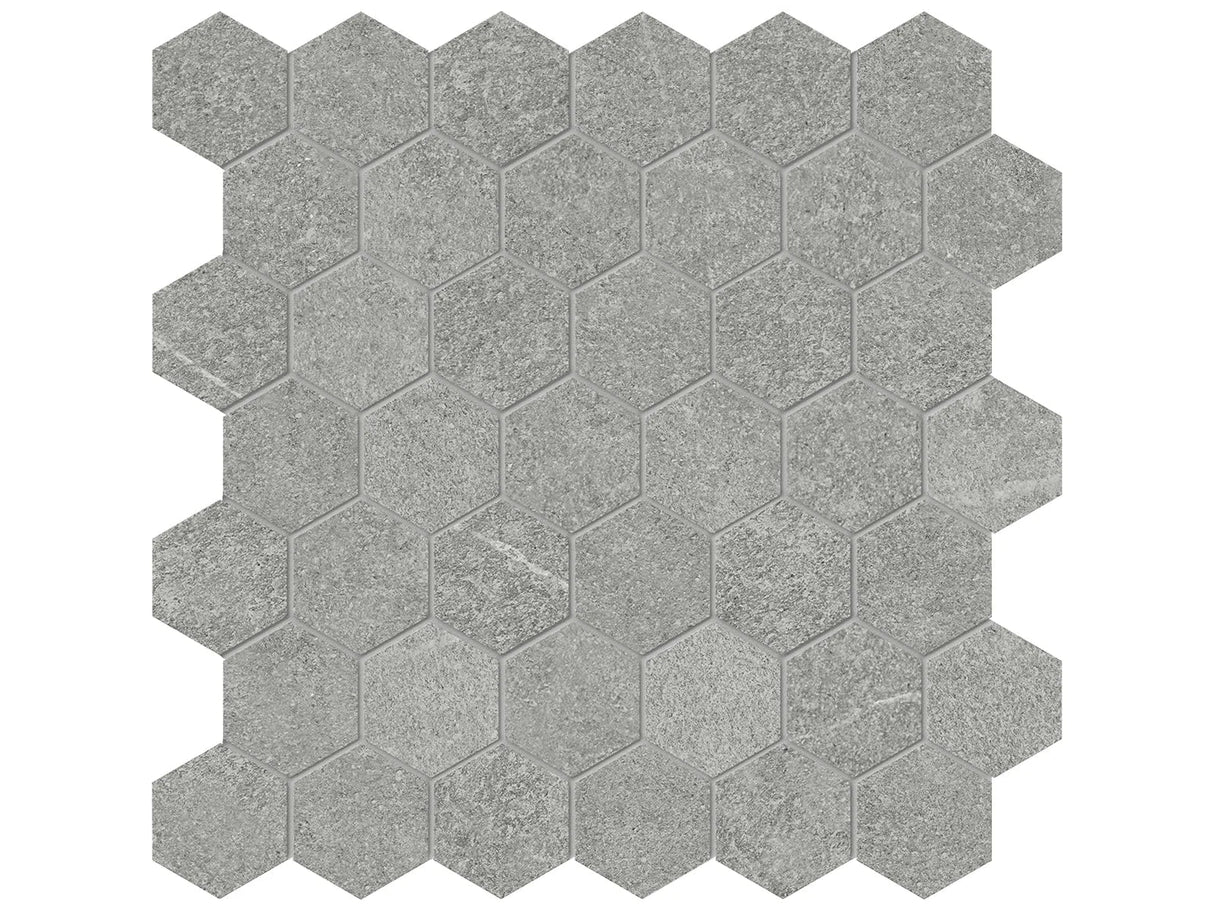 Anatolia Tile 2" Mjork Color Body Porcelain Mica Hexagon 42 Piece Mosaic 4501-0380-0 1 Sheet = .97 Sq. Ft." Mica 2" Hexagon - premium natural stone mosaic tile from Anatolia Tile, available at PoshHaus showroom in Keene, NH