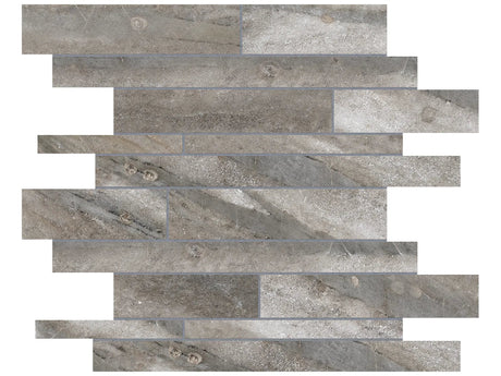 Anatolia Tile Evolution Mica Random Strip Matte Porcelain Mosaics. 1 Sheet = .96 Sq. Ft. 4501-0100.0 (69-202)  - premium natural stone mosaic tile from Anatolia Tile, available at PoshHaus showroom in Keene, NH