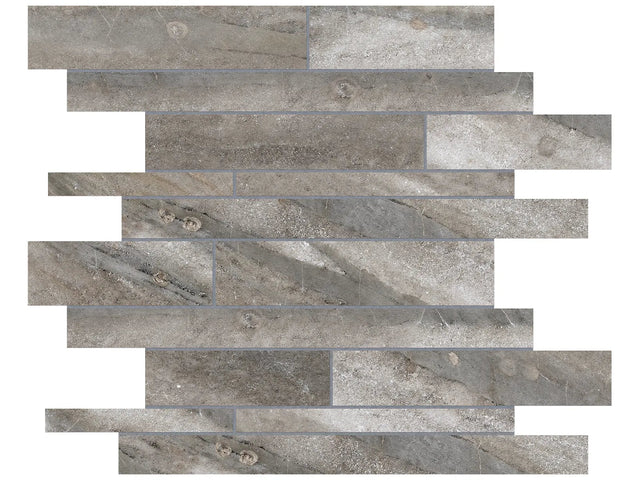 Anatolia Tile Evolution Mica Random Strip Matte Porcelain Mosaics. 1 Sheet = .96 Sq. Ft. 4501-0100.0 (69-202)  - premium natural stone mosaic tile from Anatolia Tile, available at PoshHaus showroom in Keene, NH