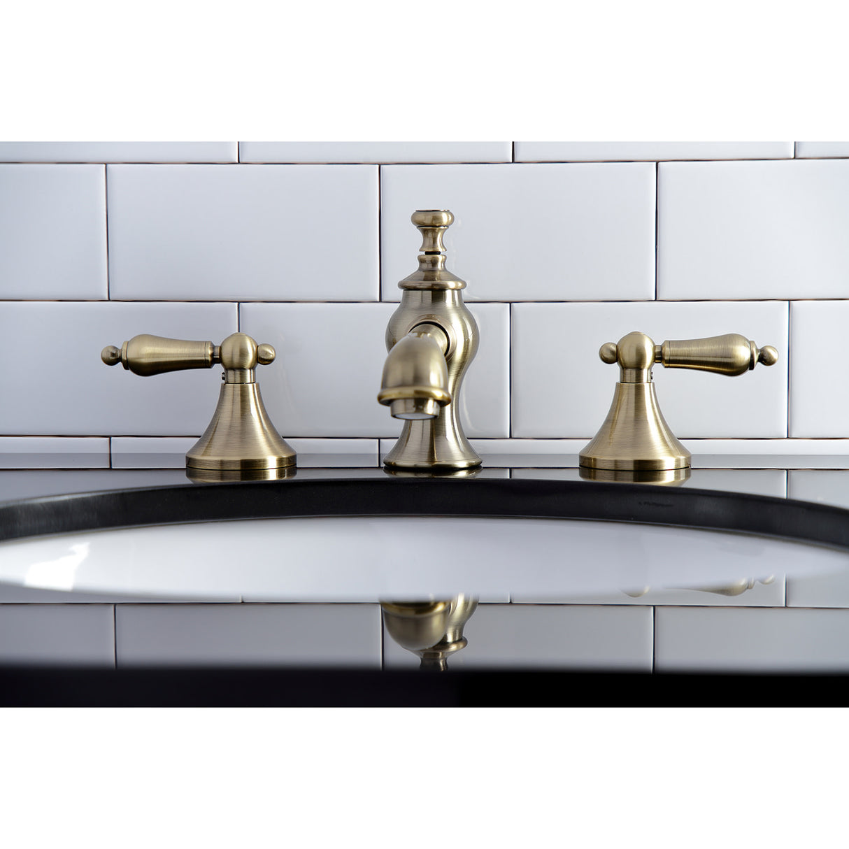 Kingston Brass KC7063AL Vintage 8 in. Widespread Bathroom Faucet, Antique Brass
