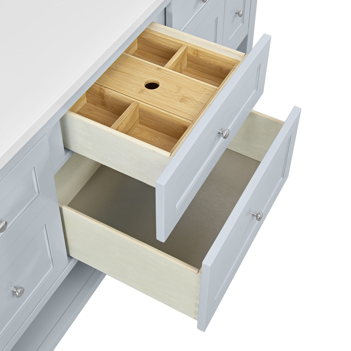 Breckenridge 72" Double Vanity, Serenity Blue, w/ 3 CM Siberian Silestone Top