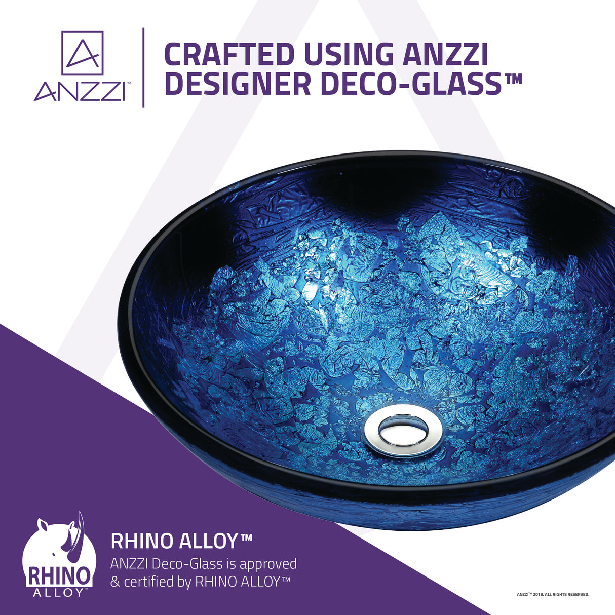 ANZZI S263 Tara Series Deco-Glass Vessel Sink in Blue Blaze