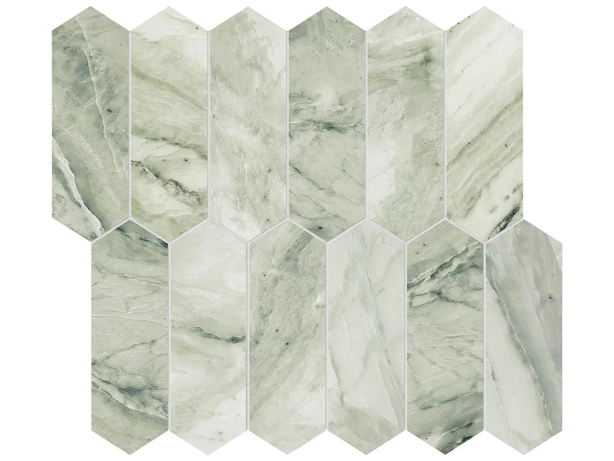 Anatolia Tile 2X6 Moscato Argento Picket Honed Marble Mosaic 5001-0369-0 * 1 Sheet = .87 Sqft * Moscato Argento Picket 2x6 - premium natural stone mosaic tile from Anatolia Tile, available at PoshHaus showroom in Keene, NH