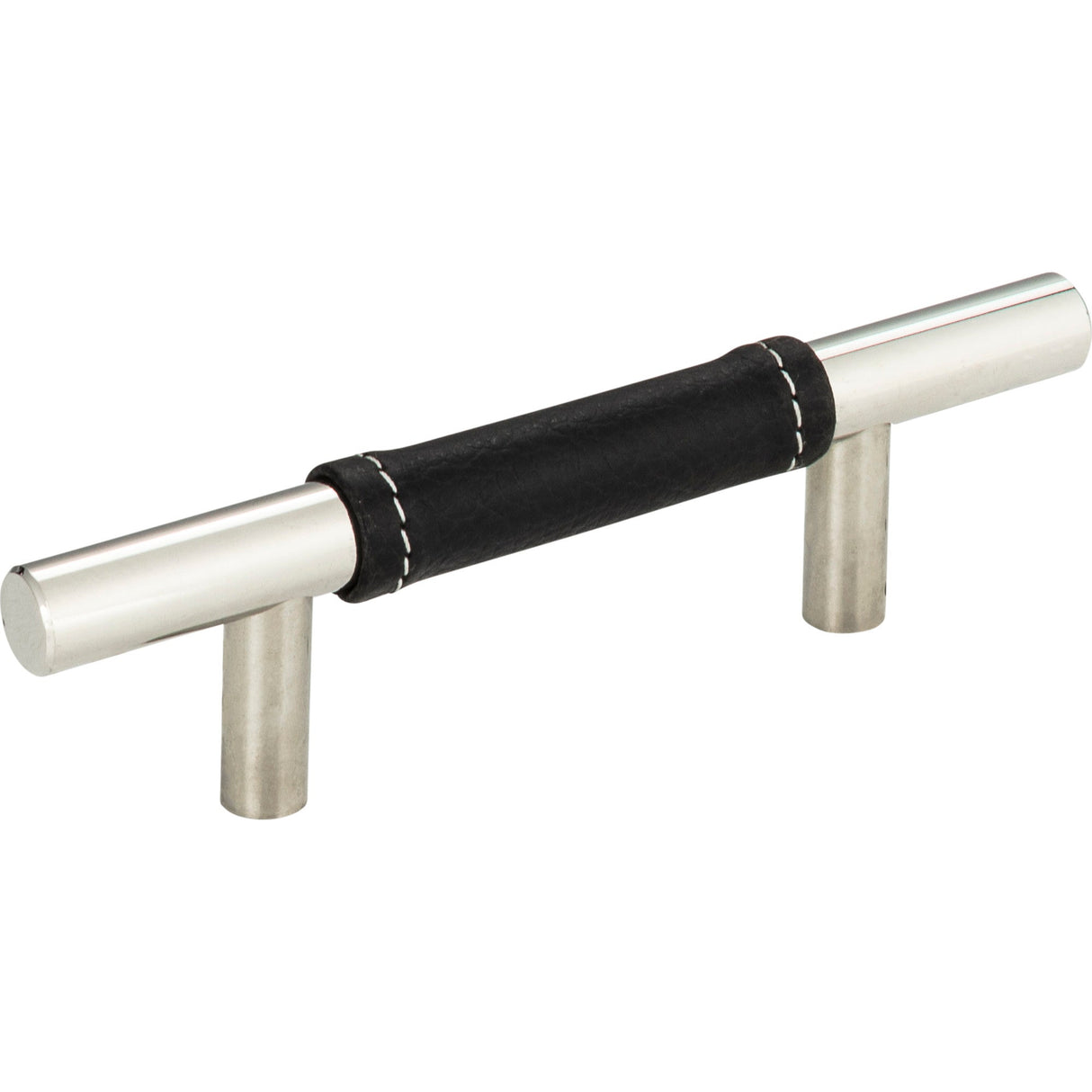 Atlas Homewares Zanzibar Black Leather Pull 3 Inch (c-c) Polished Chrome