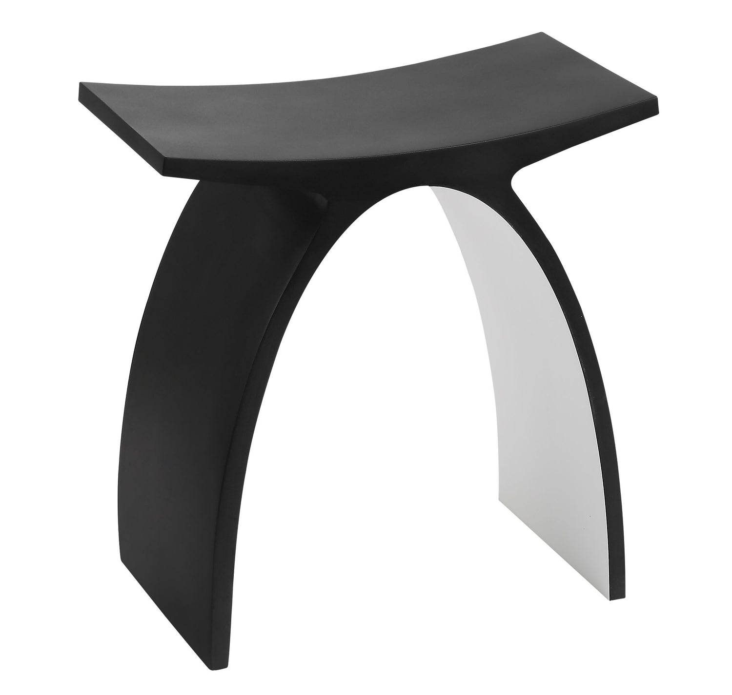 Black Matte Arched Solid Surface Resin Bathroom / Shower Stool
