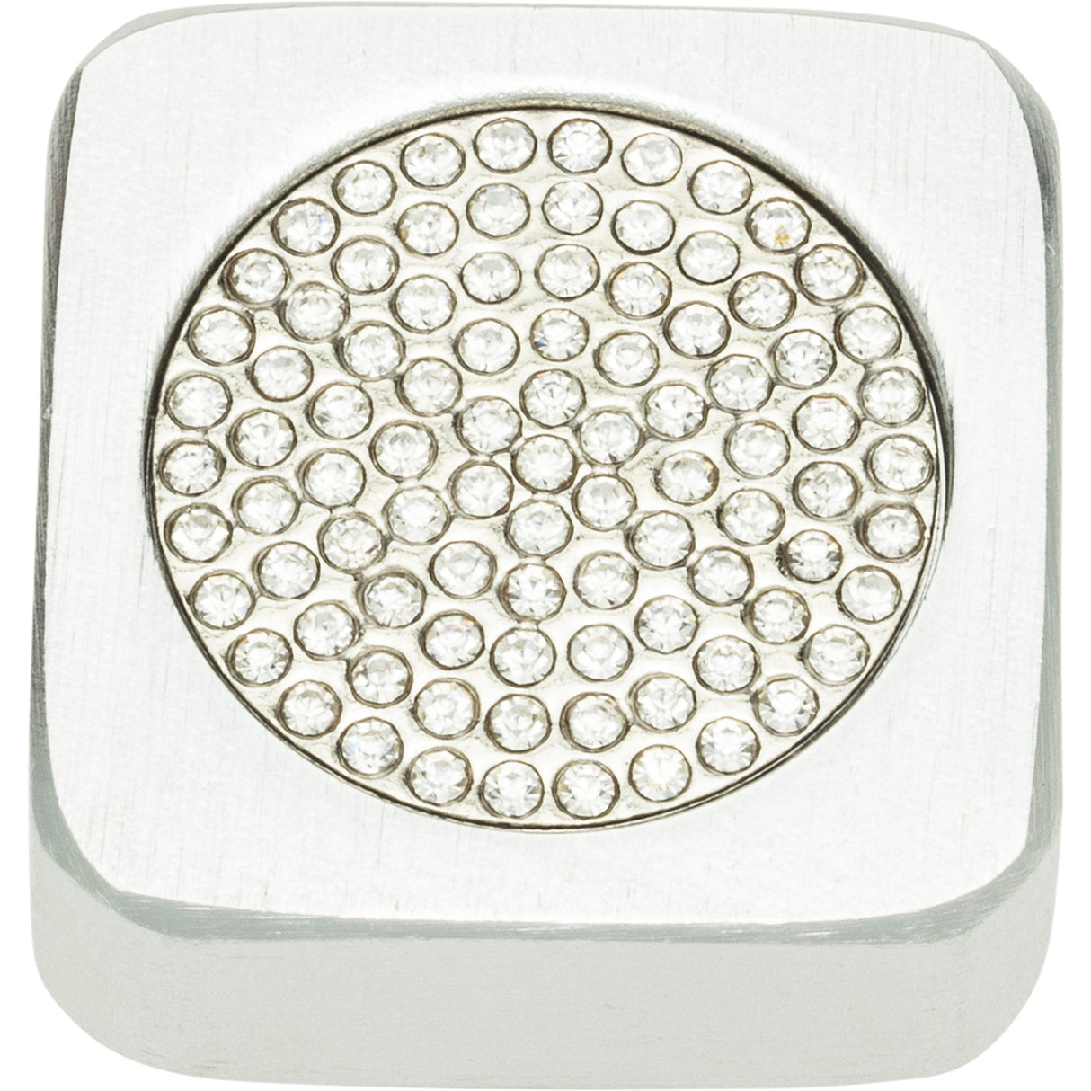 Atlas Homewares Crystal Square Inset Knob 1 Inch Matte Chrome