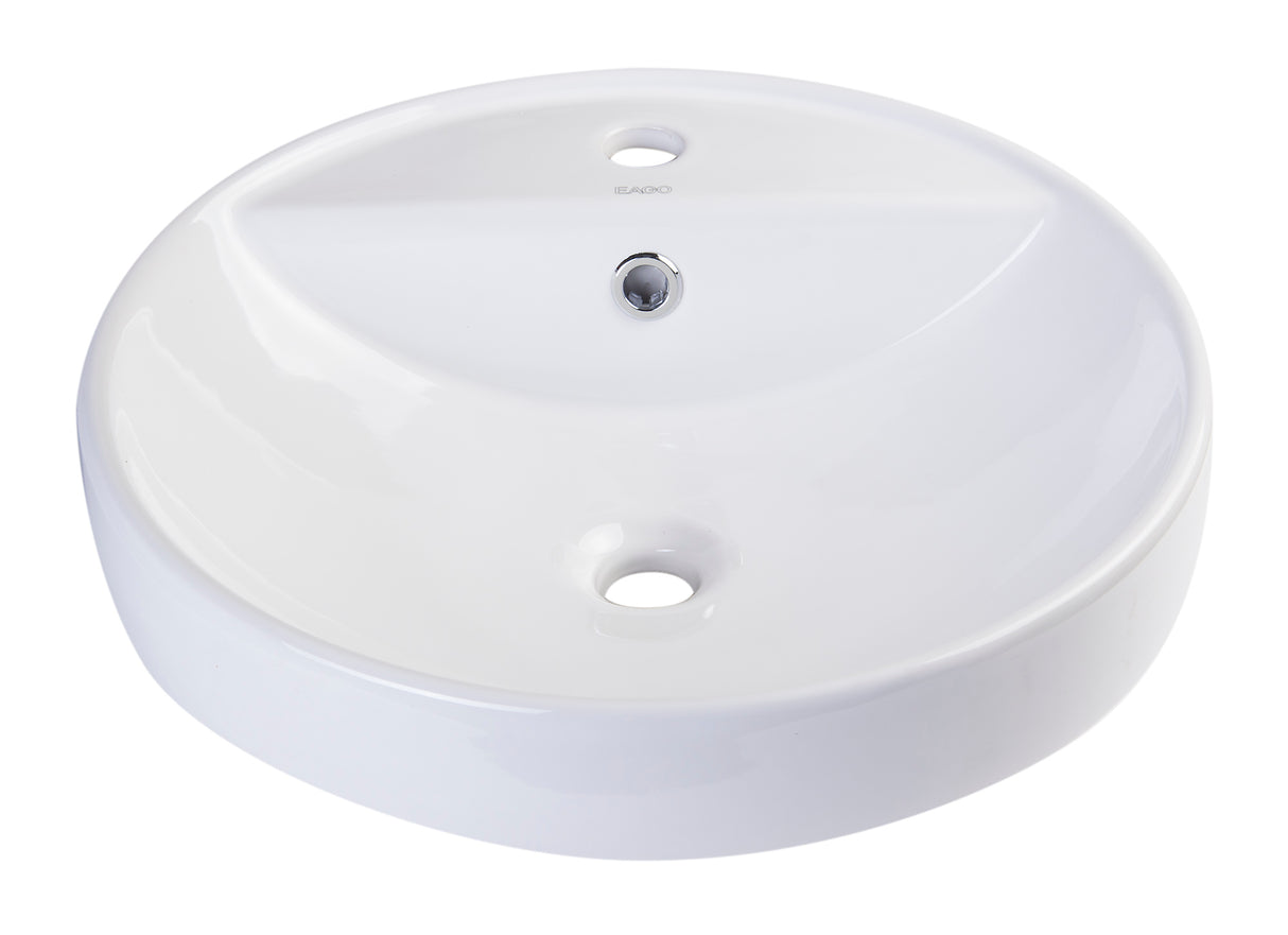 EAGO BA141 18" ROUND CERAMIC ABOVE MOUNT BATHROOM BASIN VESSEL SINK