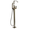 ALFI brand AB2180-BN Brushed Nickel Single Lever Floor Mounted Tub Filler Mixer w Hand Held Shower Head