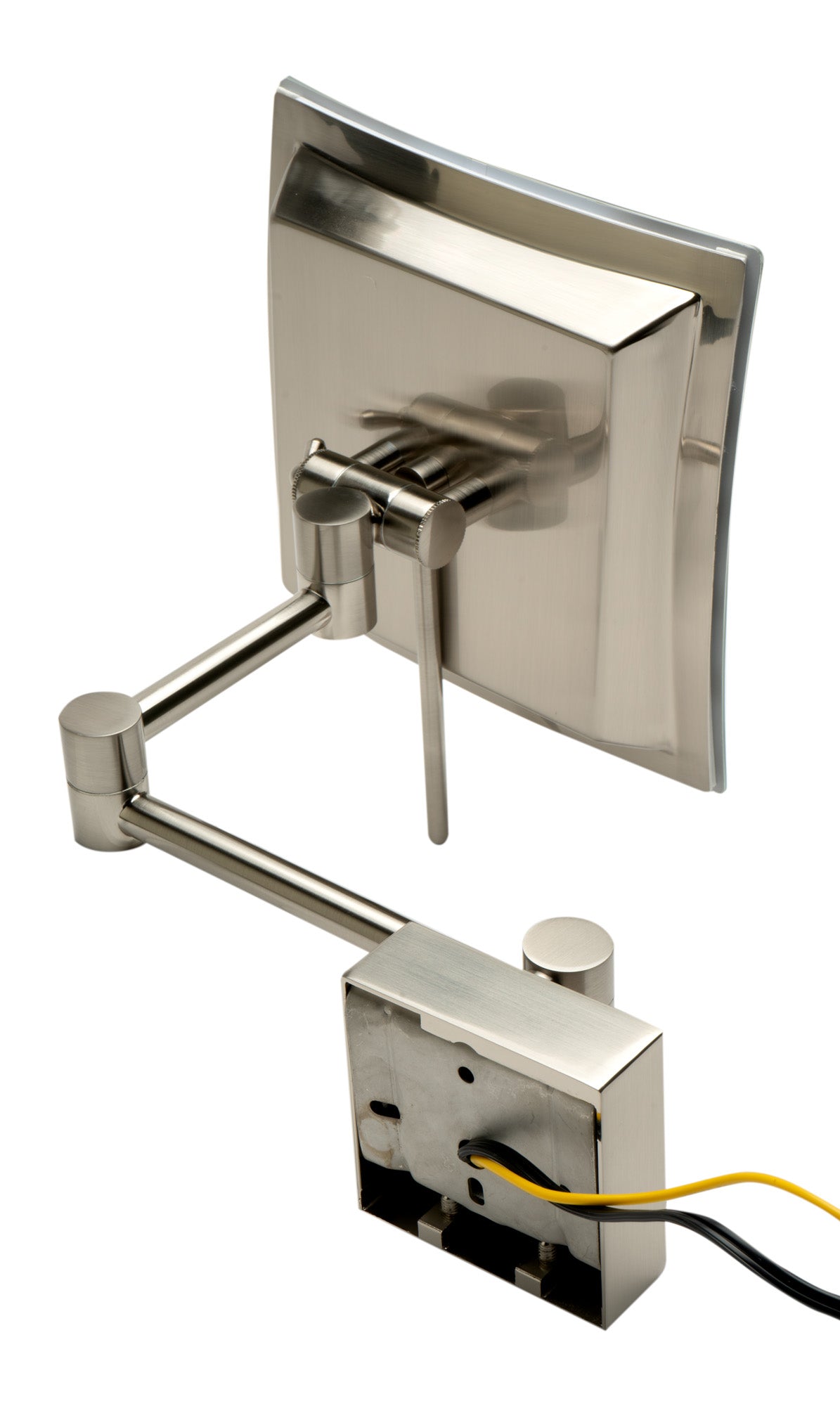 ALFI brand ABM8WLED-BN Brushed Nickel Wall Mount Square 8" 5x Magnifying Cosmetic Mirror with Light