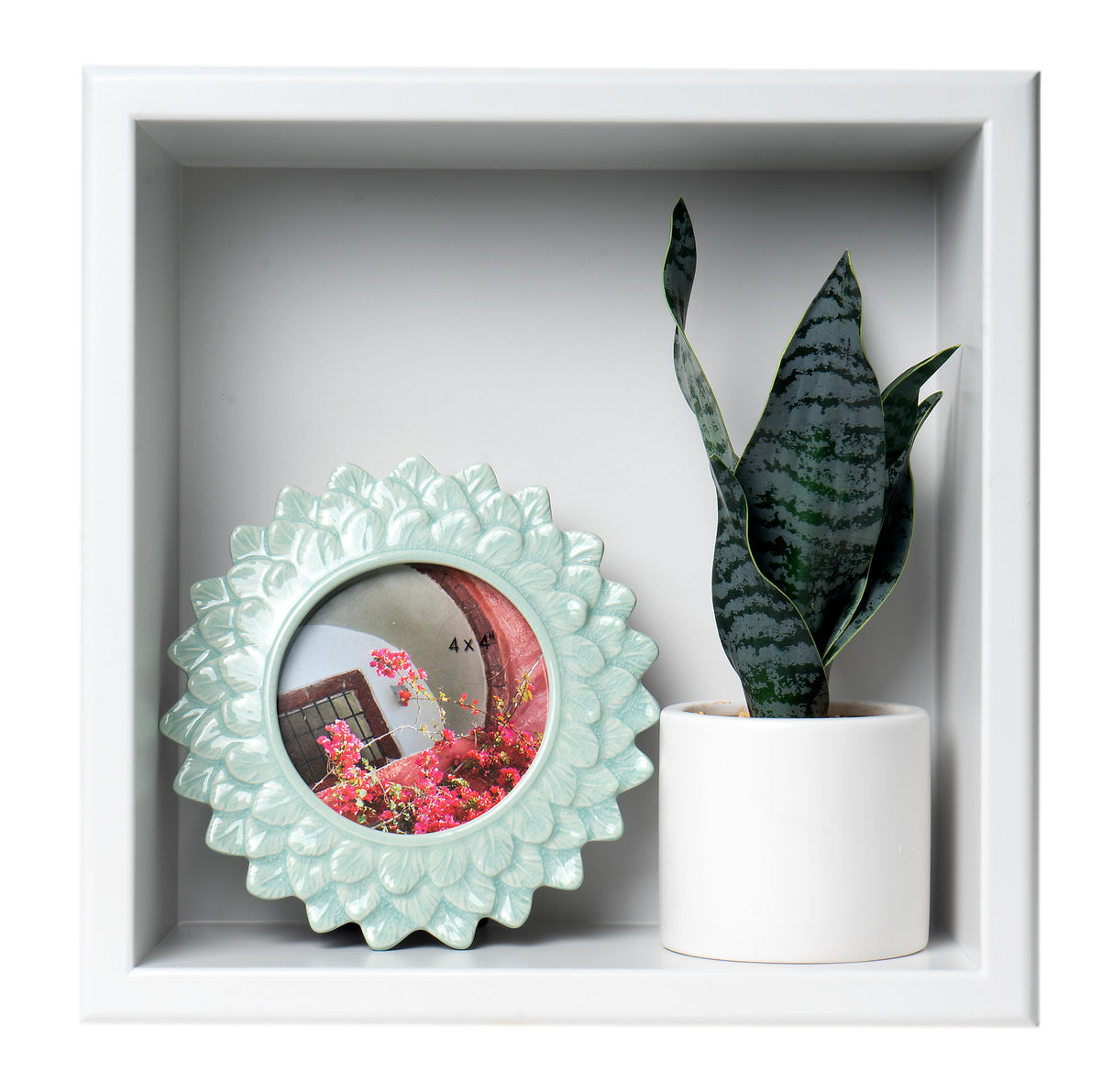 ALFI brand 12" x 12" White Matte Stainless Steel Square Single Shelf Bath Shower Niche