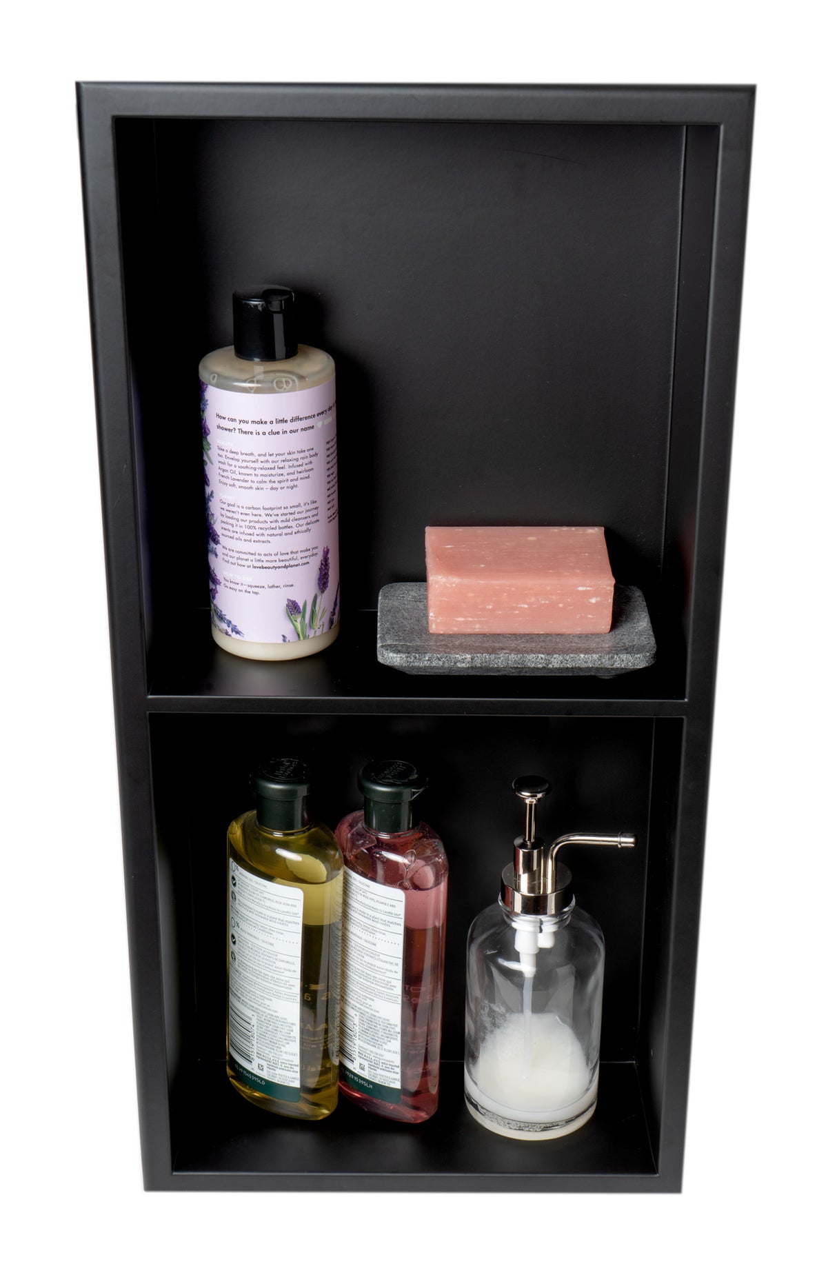 ALFI brand 12 x 24 Black Matte Stainless Steel Vertical Double Shelf Bath Shower Niche