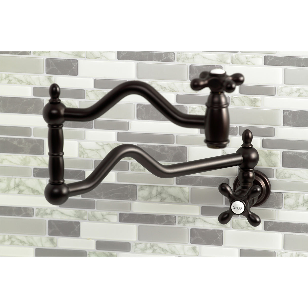 Kingston Brass KS2105AX Heritage Wall Mount Pot Filler, Oil Rubbed Bronze