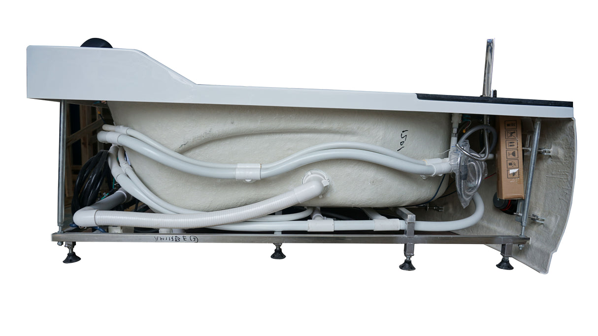 EAGO AM113ETL-L 5.5 ft Left Corner Acrylic White Whirlpool Bathtub for Two