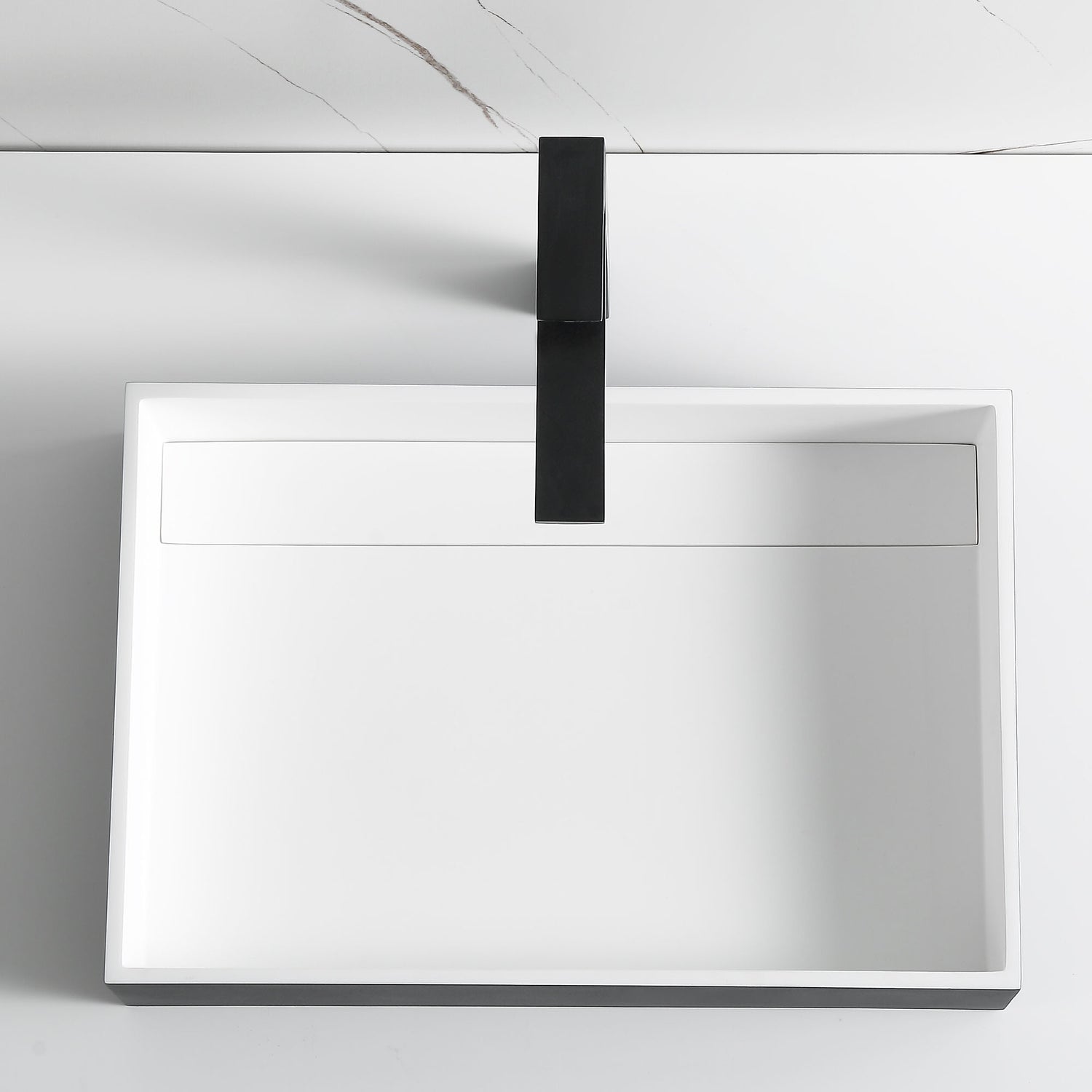 ALFI brand ABRS2014BM Black Matte 20" x 14" Solid Surface Resin Sink