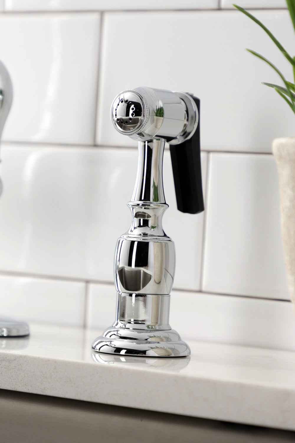 Gourmetier GSY7701ACLBS American Classic Single Handle Kitchen Faucet with Brass Sprayer, Polished Chrome