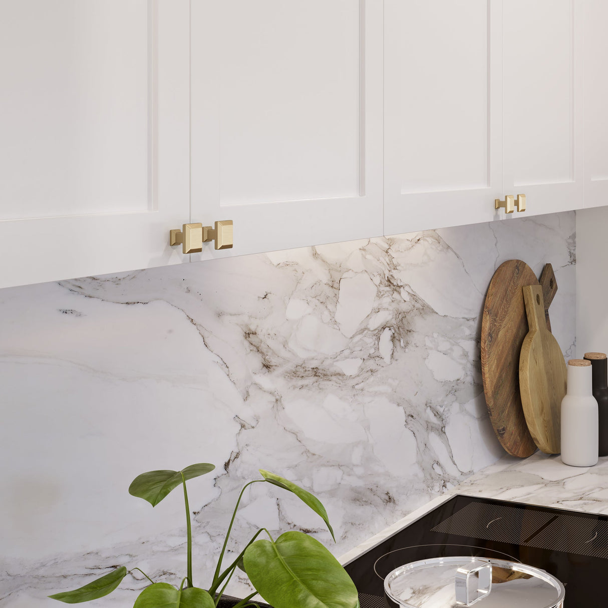 Atlas Homewares Sweetbriar Lane Square Knob 1 1/4 Inch Warm Brass