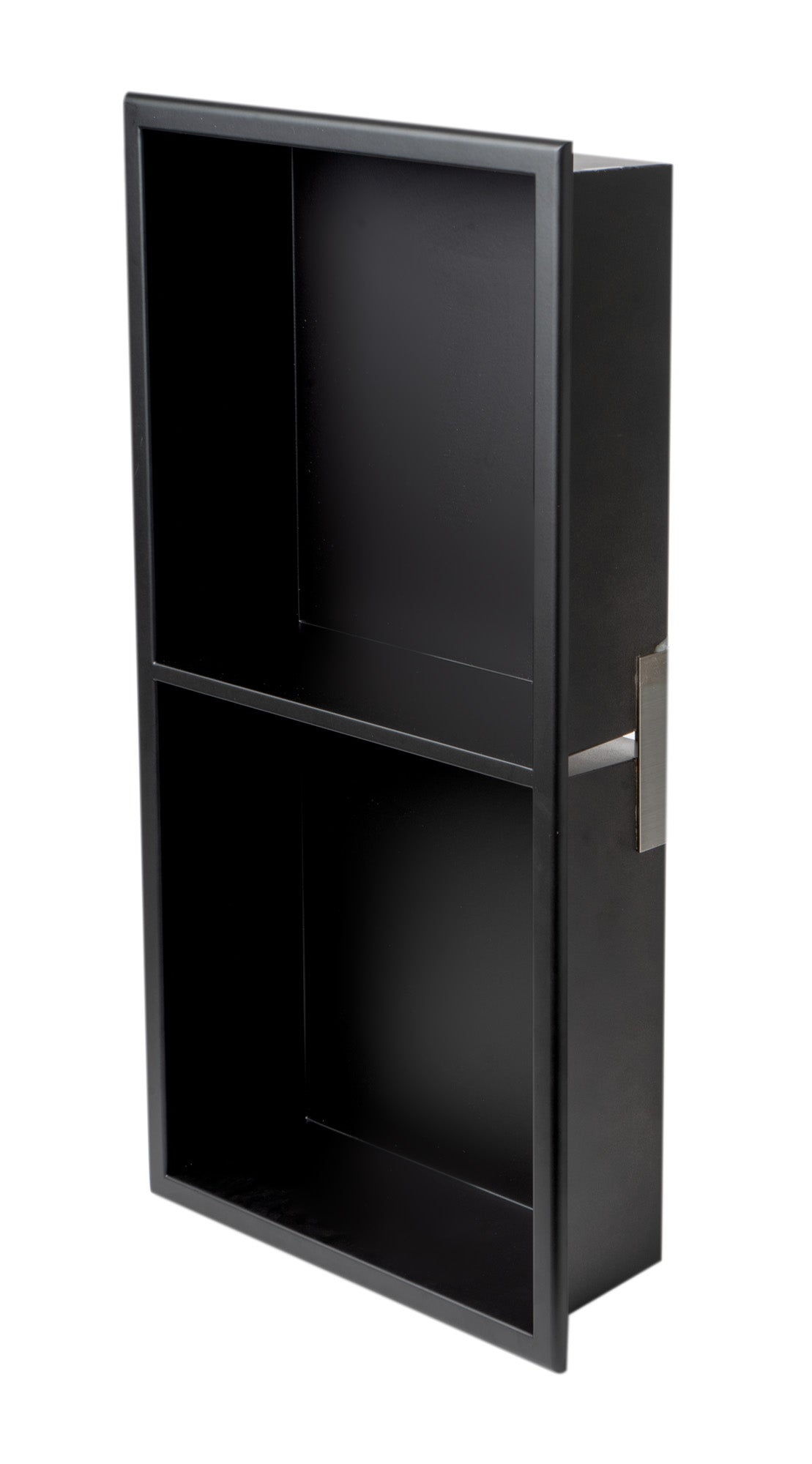 ALFI brand 12 x 24 Black Matte Stainless Steel Vertical Double Shelf Bath Shower Niche