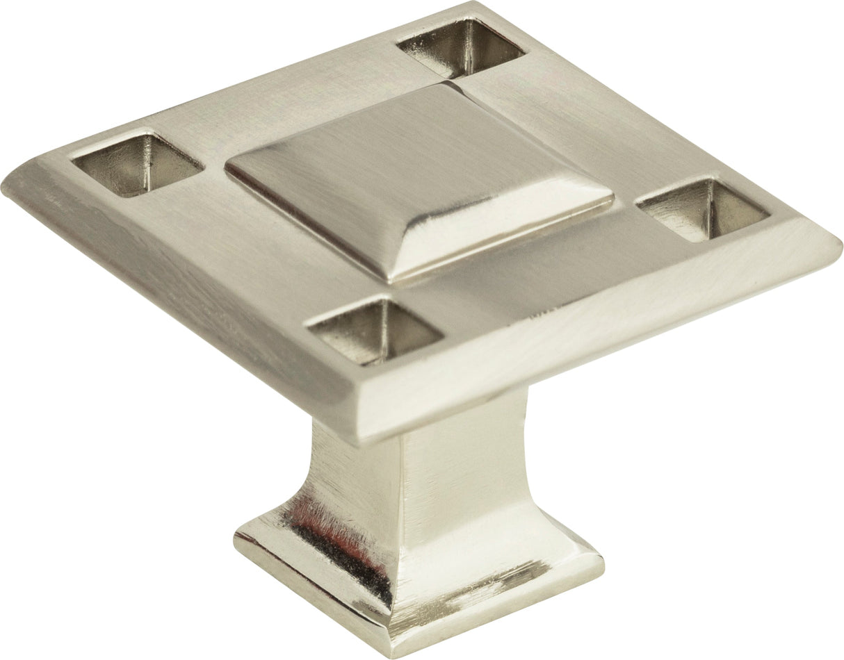 Atlas Homewares Modern Craftsman Square Knob 1 5/16 Inch Brushed Nickel