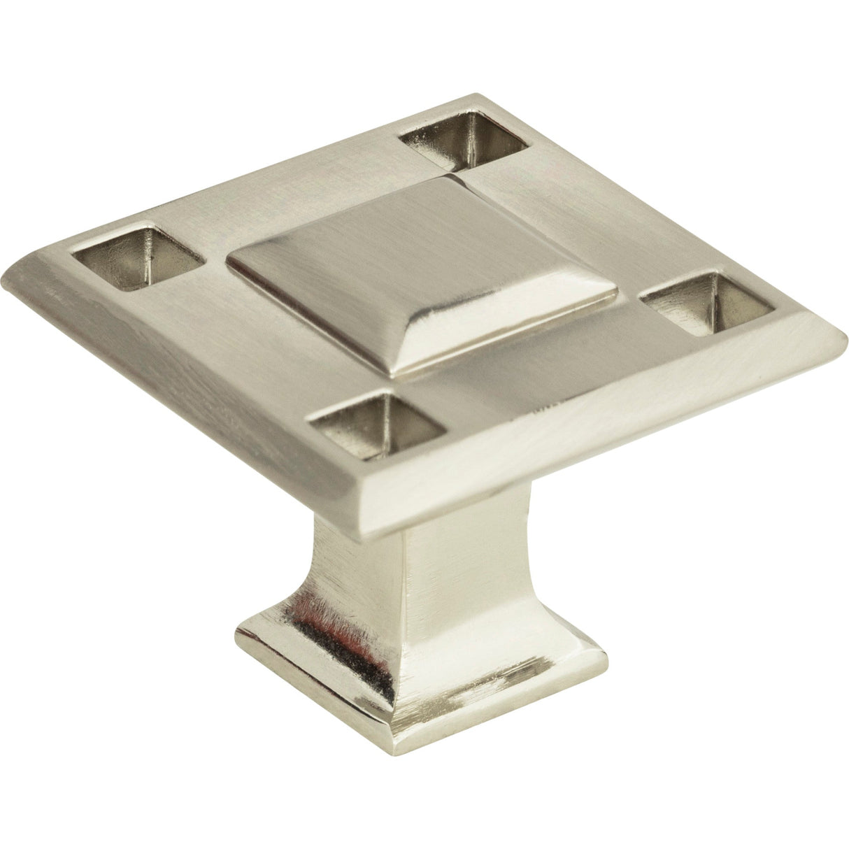 Atlas Homewares Modern Craftsman Square Knob 1 5/16 Inch Brushed Nickel