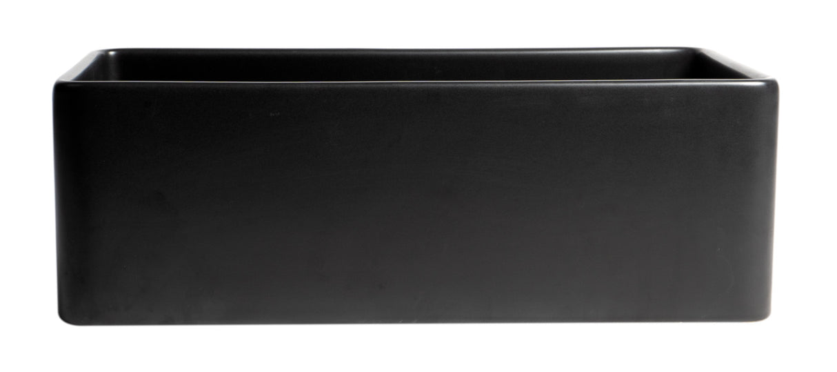 Black Matte Smooth Apron 30" x 18" Single Bowl Fireclay Farm Sink