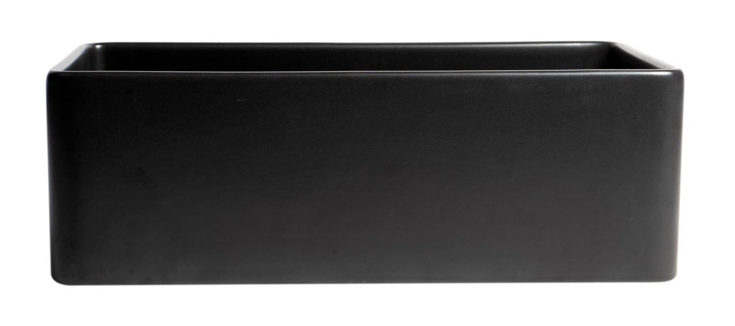 Black Matte Smooth Apron 30" x 18" Single Bowl Fireclay Farm Sink