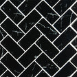 Nero marquina glass herringbone 11.61X11.81 glass mesh mounted mosaic tile SMOT-GLS-NERMAR2X4HB product shot multiple tiles angle view
