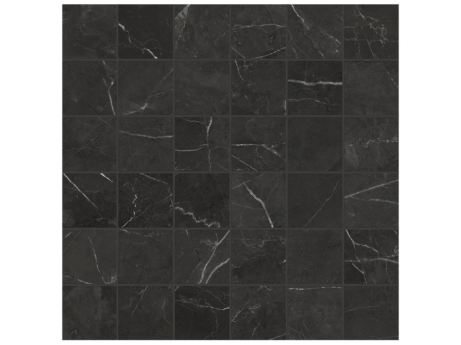 Anatolia Tile 2X2 La Marca Nero Honed 36 Piece Porcelain Mosaics. 1 Sheet = .96 Sf. 4501-0366-0 Nero Venato 2x2 Honed - premium natural stone mosaic tile from Anatolia Tile, available at PoshHaus showroom in Keene, NH