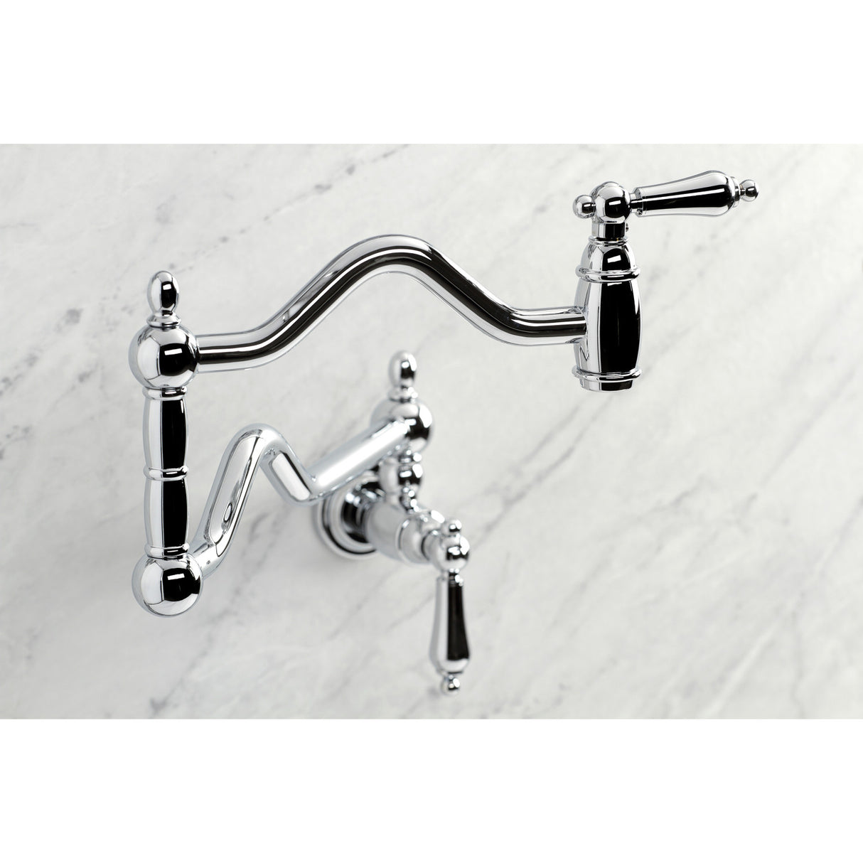 Kingston Brass KS2101AL Heritage Wall Mount Pot Filler, Polished Chrome