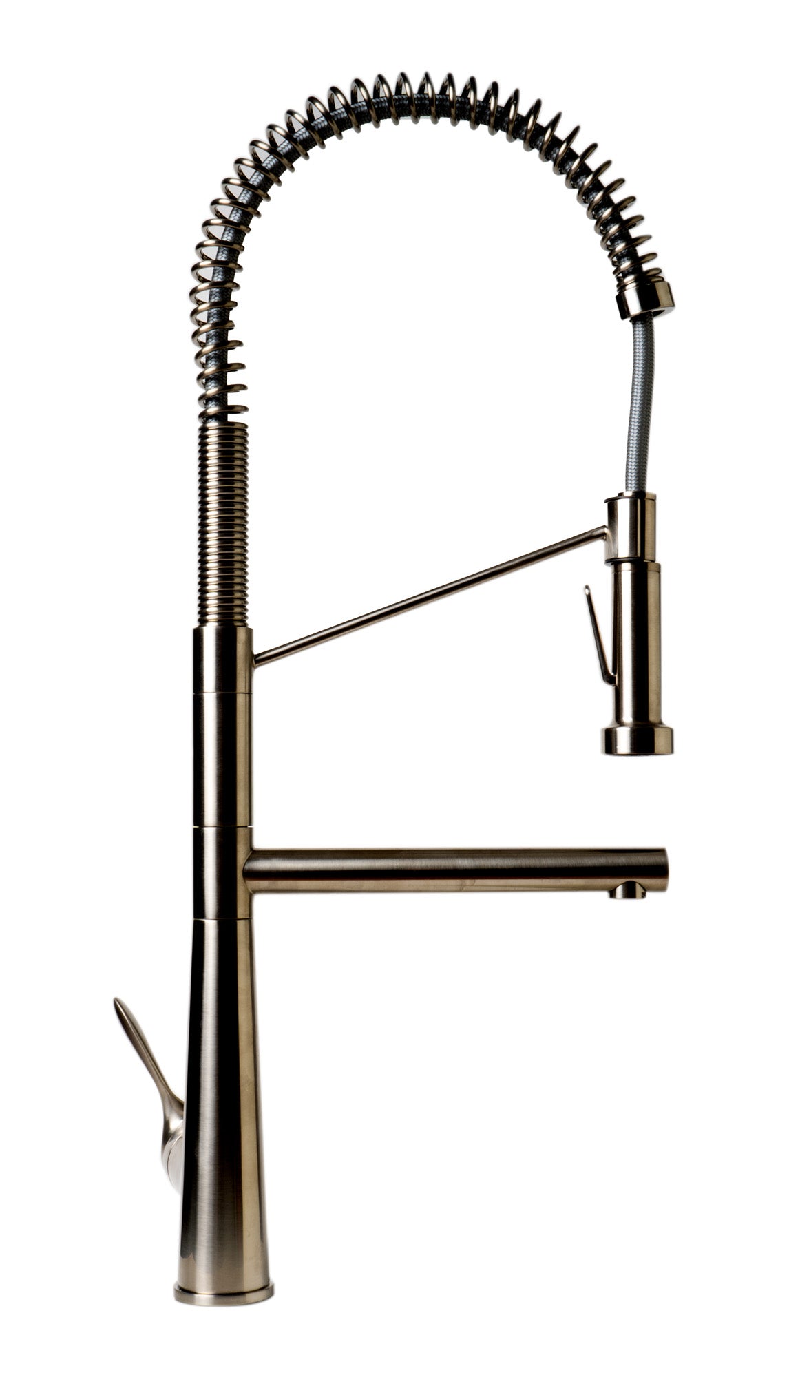 Brushed Nickel Double Spout Commercial Spring Kitchen Faucet