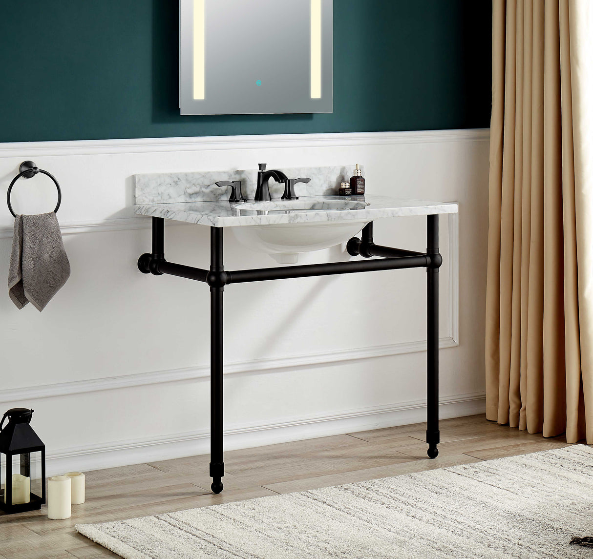 ANZZI CS-FRKD01MB Verona 34.5 in. Console Sink in Matte Black