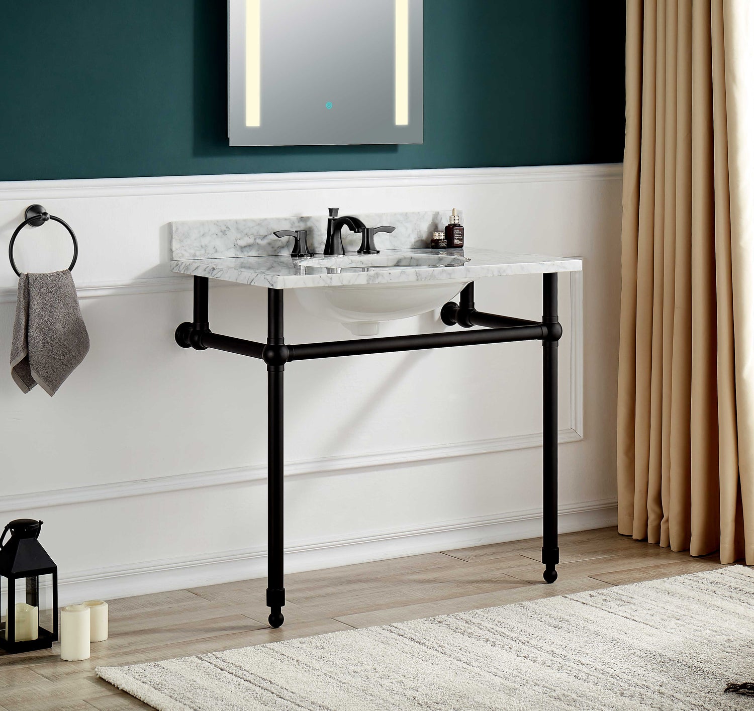 ANZZI CS-FRKD01MB Verona 34.5 in. Console Sink in Matte Black
