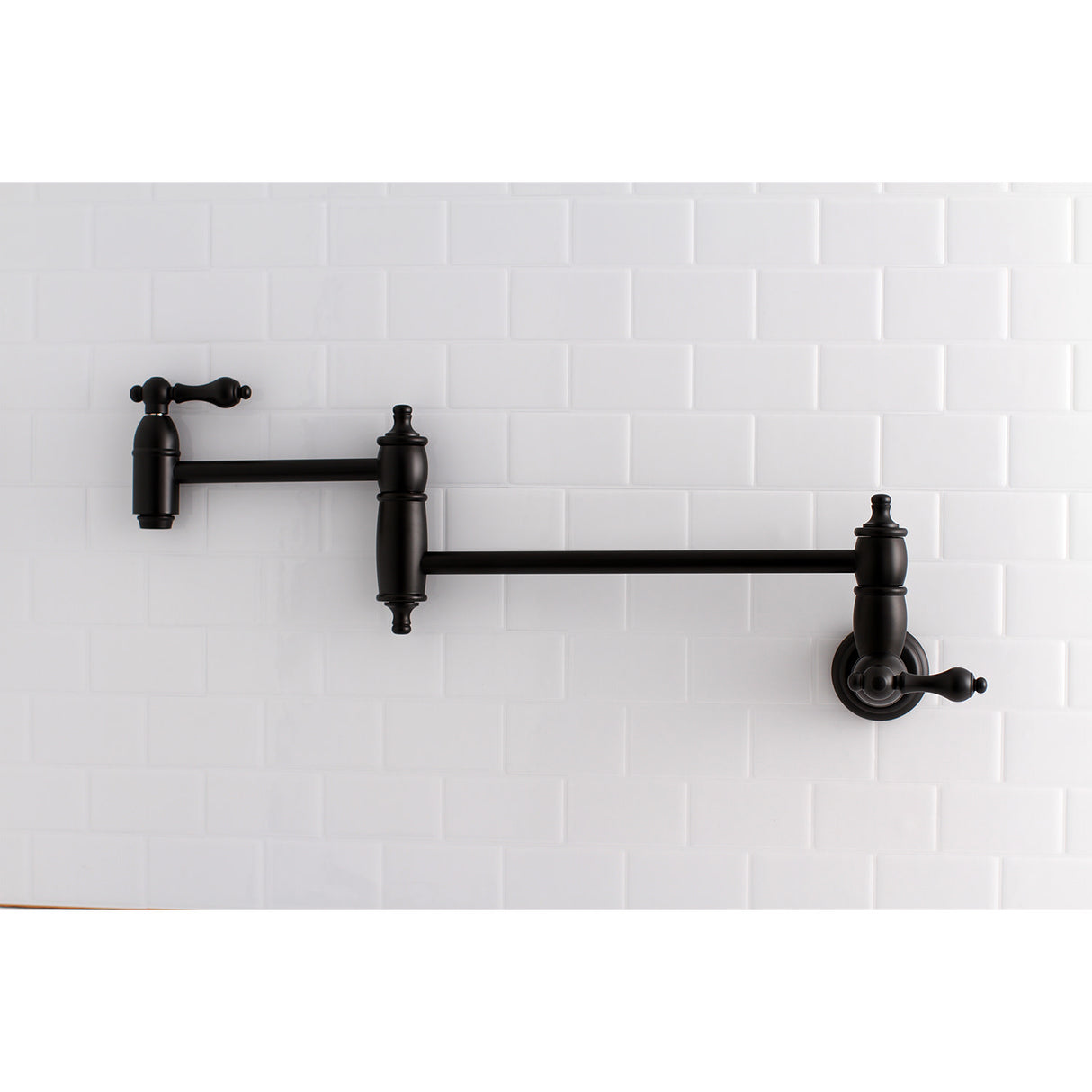 Kingston Brass KS3100AL Restoration Wall Mount Pot Filler Kitchen Faucet, Matte Black