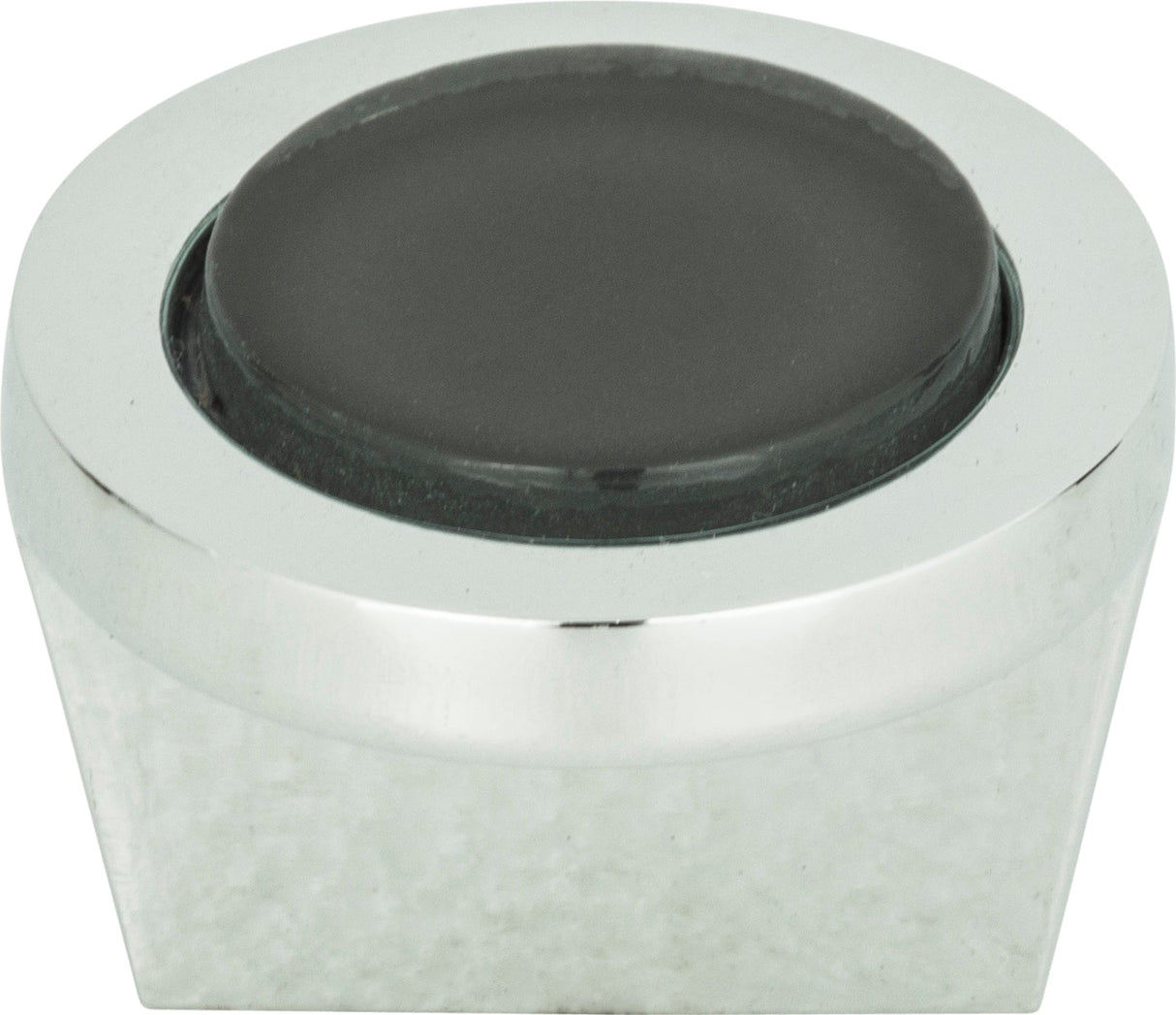 Atlas Homewares Spa Black Round Knob 1 1/4 Inch Polished Chrome
