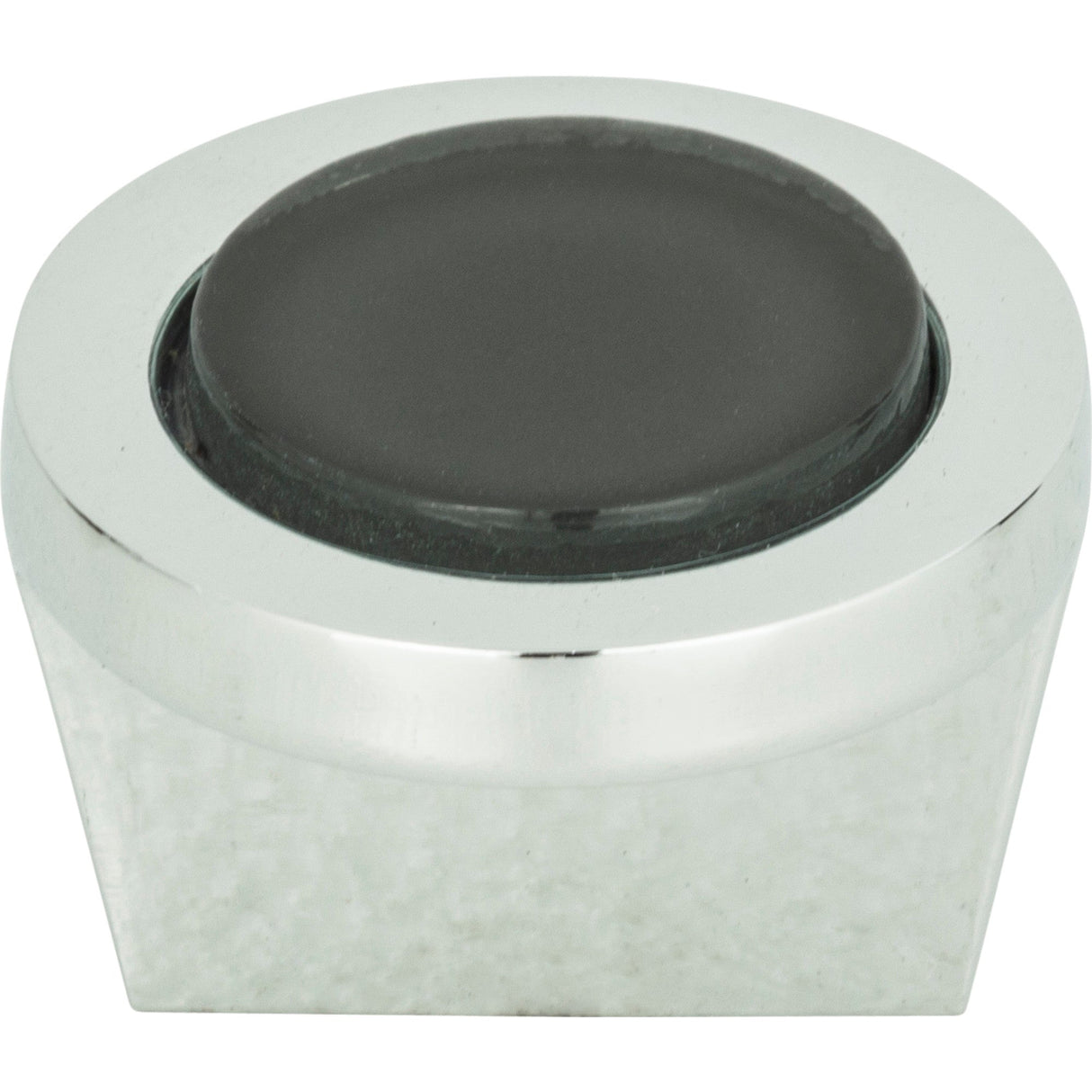 Atlas Homewares Spa Black Round Knob 1 1/4 Inch Polished Chrome