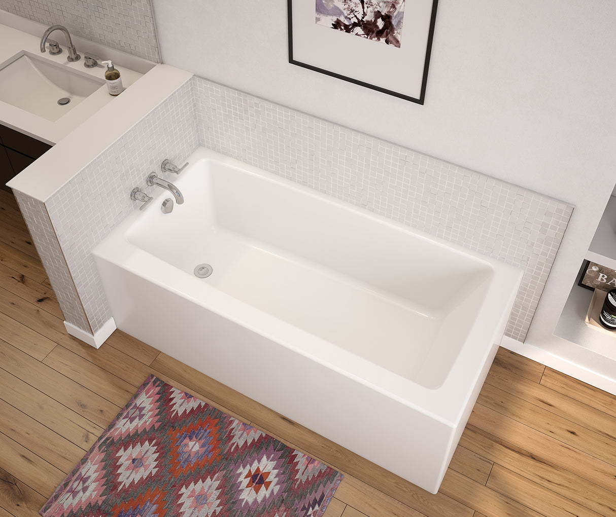 MAAX 106826-000-002-101 Nomad Corner 6032 AFR AcrylX Corner Left-Hand Drain Bathtub in White