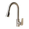Brushed Nickel Square Gooseneck Pull Down Kitchen Faucet