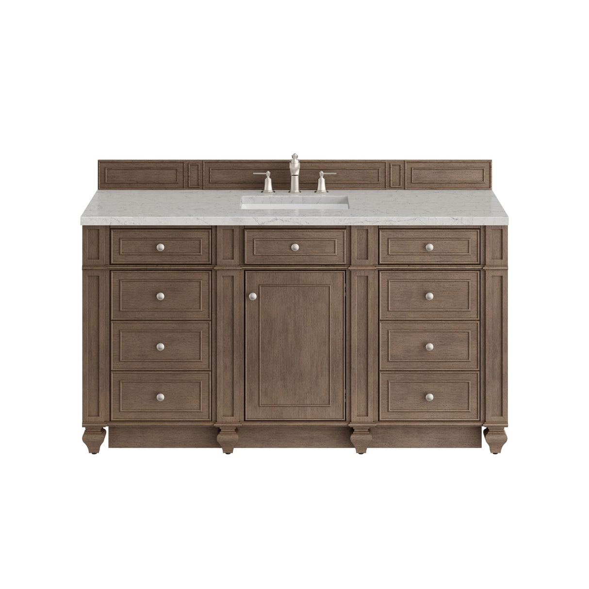 Bristol 60" Single Vanity, Whitewashed Walnut w/ 3 CM Eternal Jasmine Pearl Silestone Top