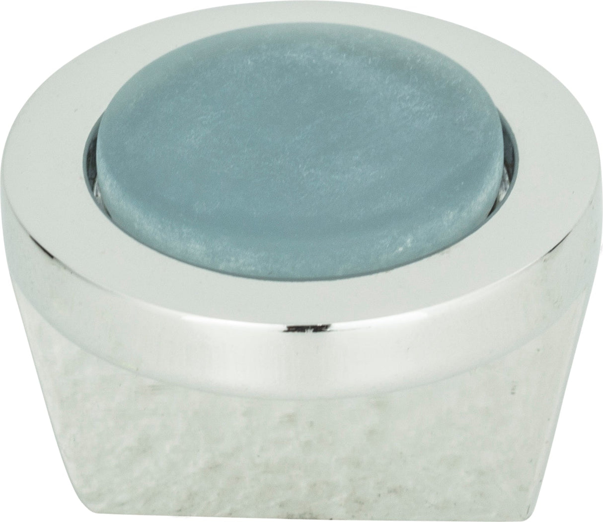 Atlas Homewares Spa Blue Round Knob 1 1/4 Inch Polished Chrome