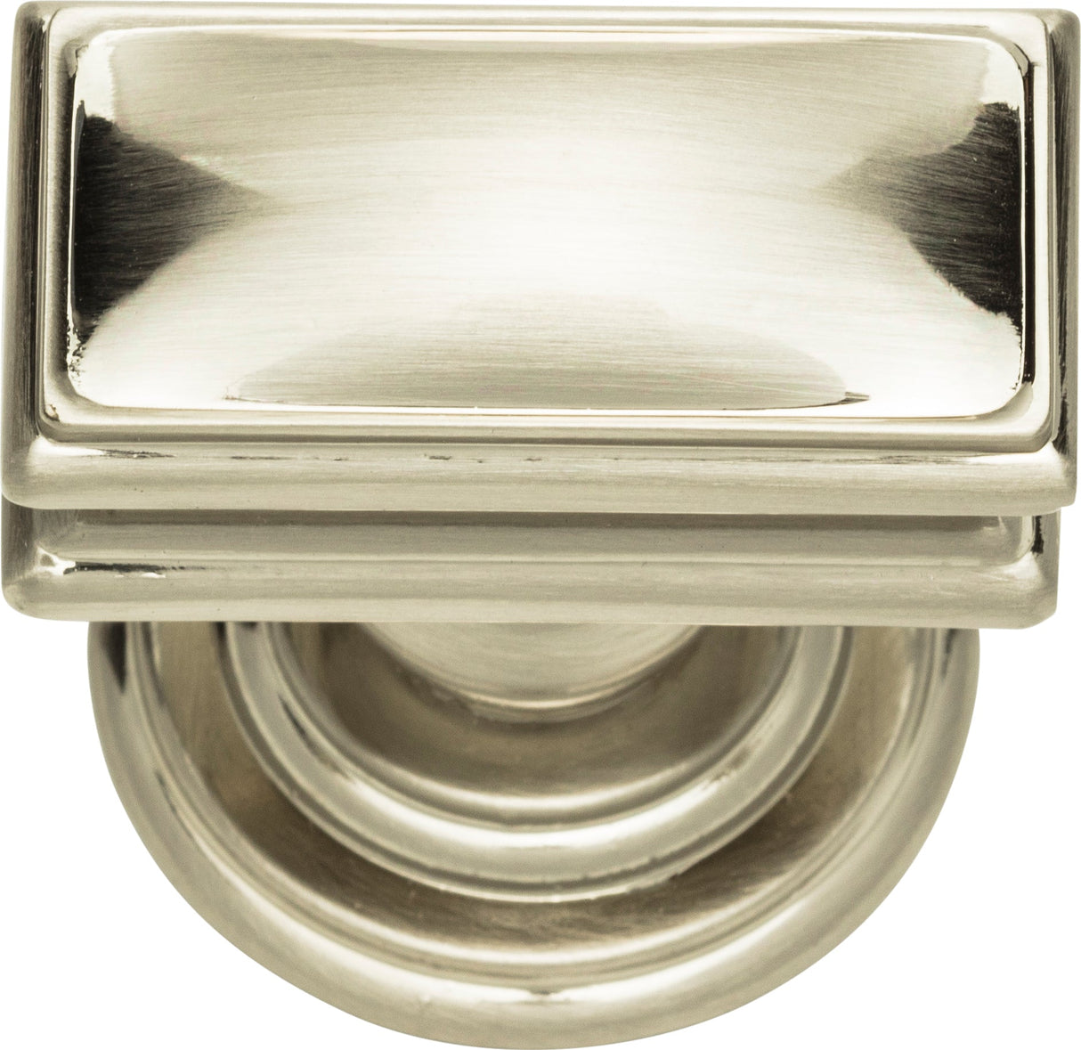 Atlas Homewares Campaign Rectangle Knob 1 1/2 Inch Brushed Nickel