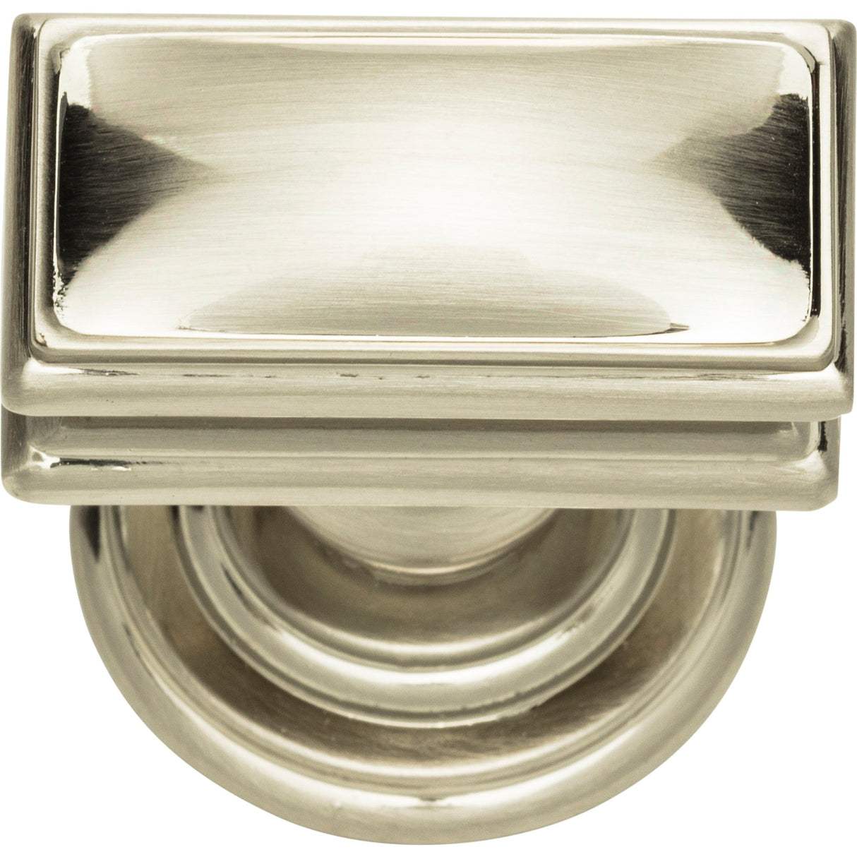 Atlas Homewares Campaign Rectangle Knob 1 1/2 Inch Brushed Nickel