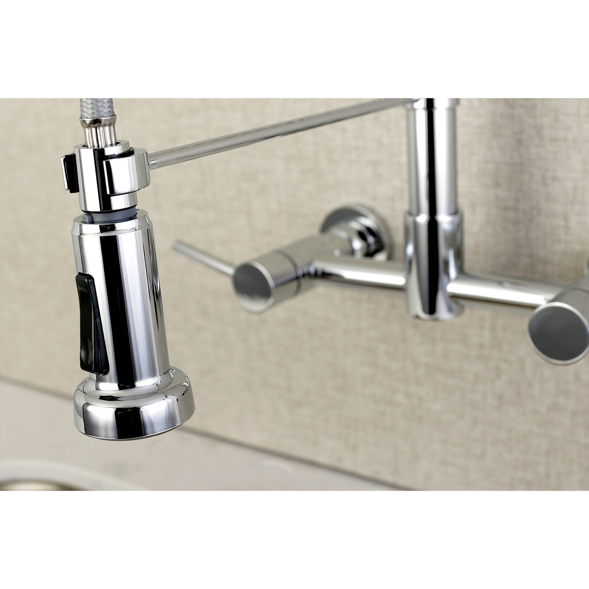 Gourmetier GS8181DL Concord 2-Handle Wall Mount Pull-Down Kitchen Faucet, Polished Chrome