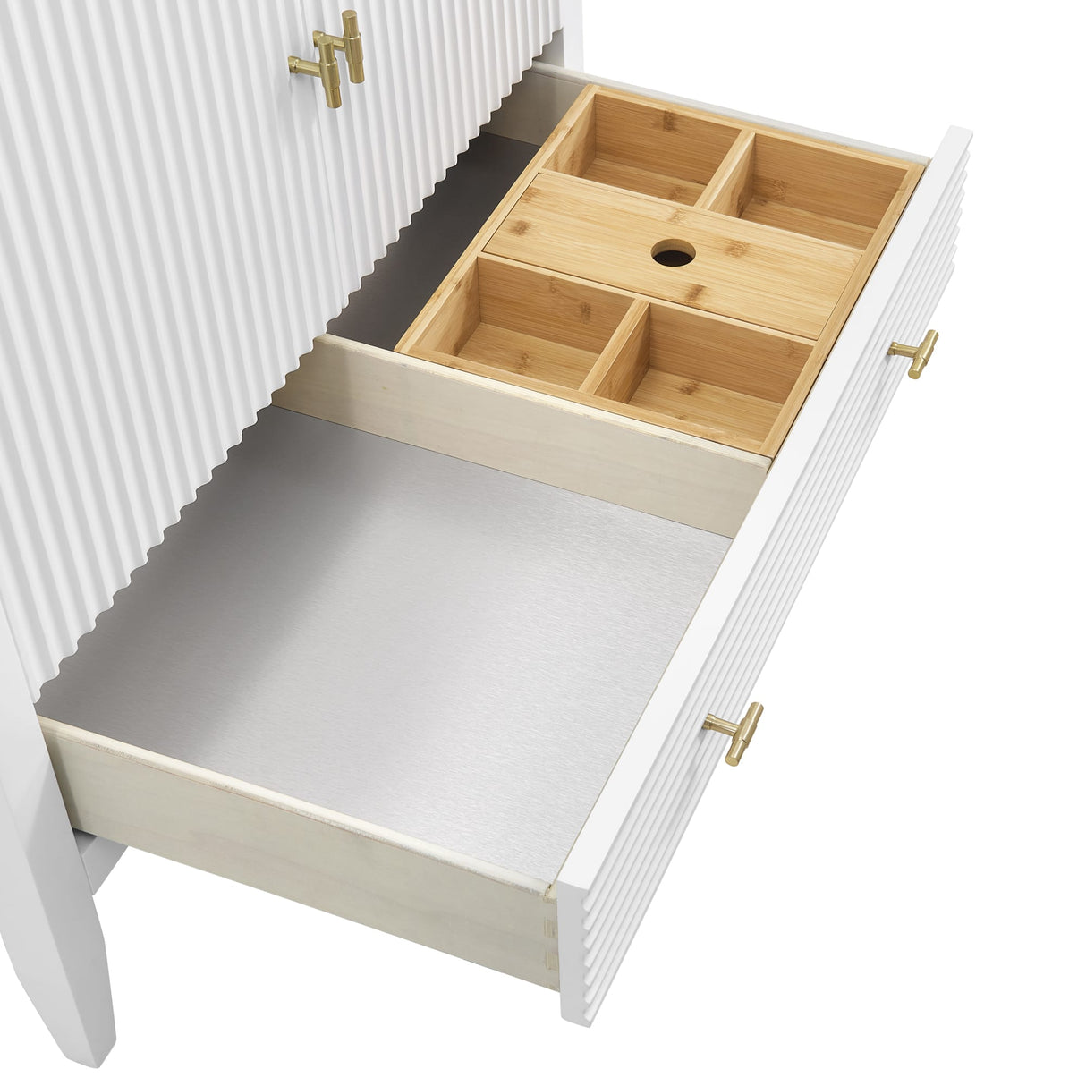 Myrrin 36" Vanity, Bright White, w/ 3 CM Siberian Silestone Top