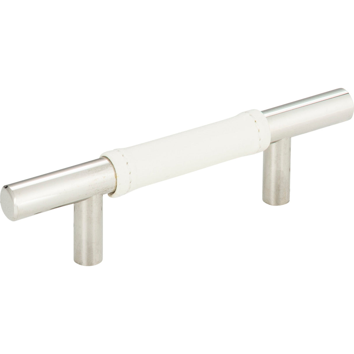 Atlas Homewares Zanzibar White Leather Pull 3 Inch (c-c) Polished Chrome