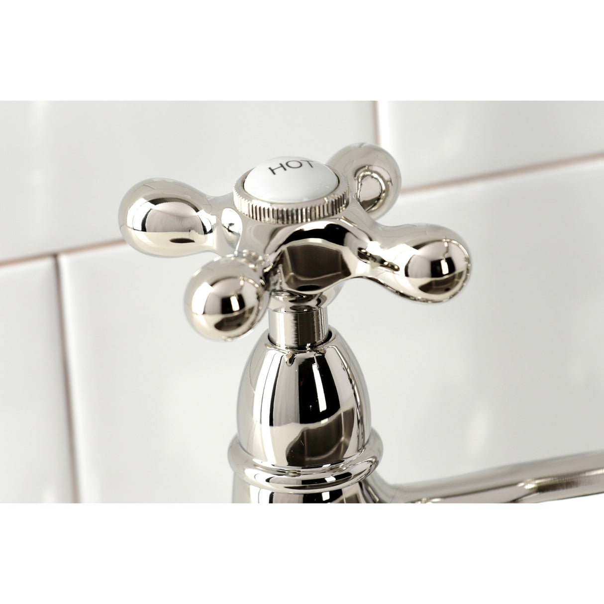 Kingston Brass KS1276AXBS Heritage Bridge Kitchen Faucet with Brass Sprayer, Polished Nickel