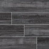 MSI wood collection belmond obsidian 8x40 matte glazed ceramic floor wall tile NBELOBS8X40 product shot multiple tiles angle view
