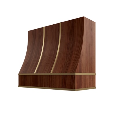 Oslo Classic Walnut Sloped Hood with Brass Strapping - 42" W x 36" H